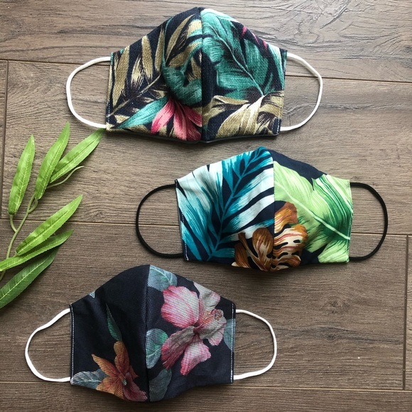 . Accessories - 3 handmade hibiscus Hawaiian floral face masks